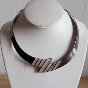 Vintage Sterling Silver and Mother of Pearl Statement Collar Choker Necklace As Is
