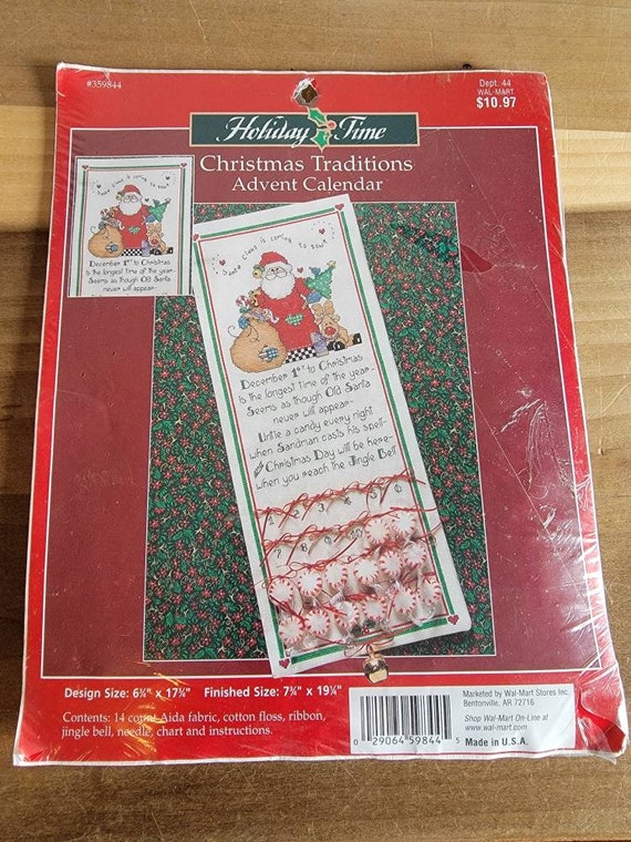 Vintage Dead Stockholiday Time Counted Cross Stitch Needlepoint Christmas  Traditions Advent Calendar DIY Santa Claus Made in the USA - Etsy