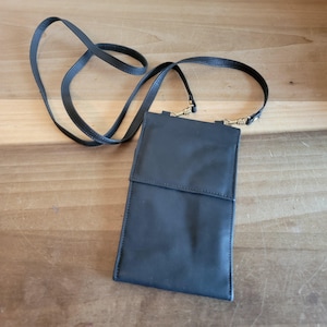 Vintage with the Original Card Rolfs Black Cowhide Leather Crossbody Travel Wallet Purse As Is