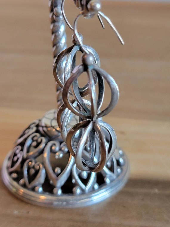 Vintage Sterling Silver Drop Double Earrings Pier… - image 4