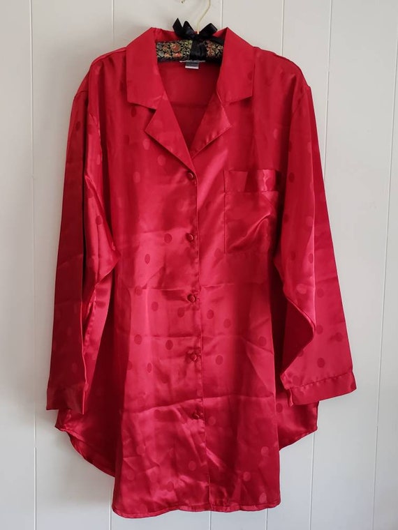 Vintage Josie Nightshirt Size Large 1980s Red on … - image 1