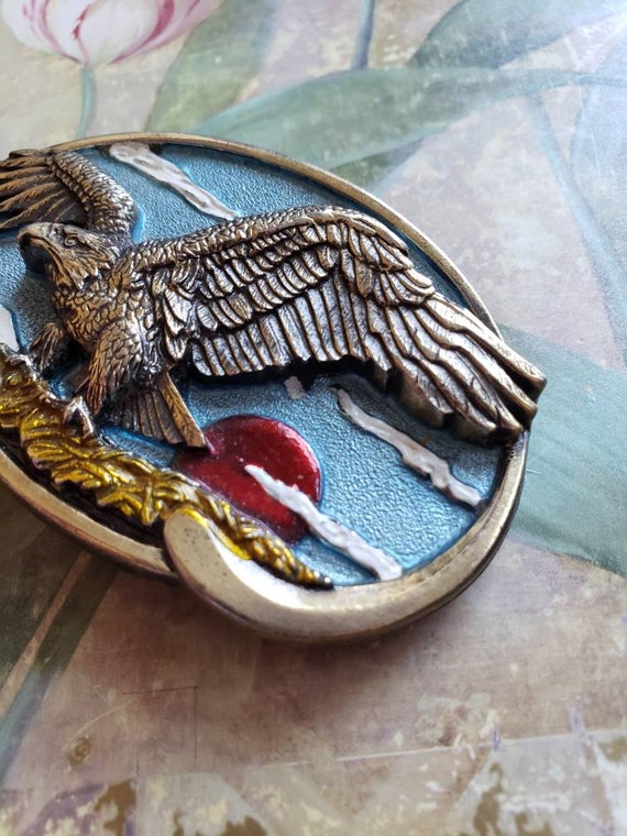 Vintage Eagle in Nest With Red Enamel Sun The Gre… - image 3