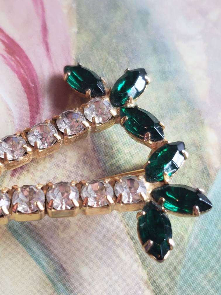 Vintage Christmas Candles Rhinestone and Gold Tone Metal