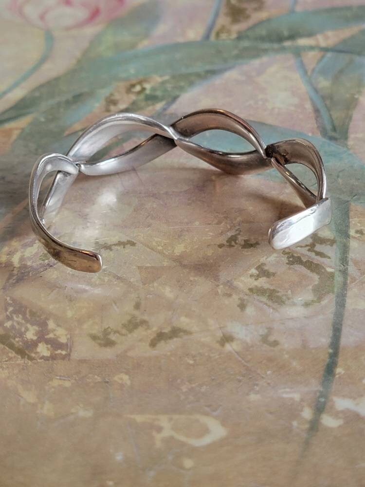 アクセサリー Mexico Vintage Twist Wave Bracelet 925 Vintage Mexico Sterling Silver Twisted Wave Zig Zag Wire