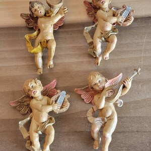 Vintage Lot of 4 Angels Cherubs Christmas Ornaments Made in Italy