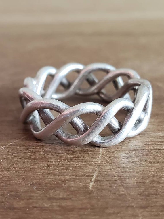 Vintage Sterling Silver Celtic Knot Band Ring Uni… - image 4