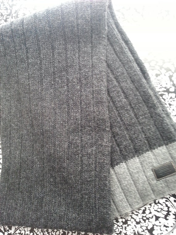 Vintage Coach Scarf 100% Wool Dark Gray Almost Bl… - image 7