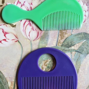 Vintage Julia Lot of 2 Combs Toddler Kids Hair Combs 1980s Green Purple