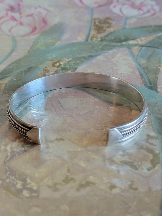 Vintage Sterling Silver Men's Cuff Bracelet 925 - image 2