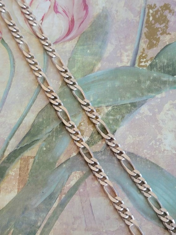 Vintage HAN Sterling Silver Figaro Necklace Link … - image 6