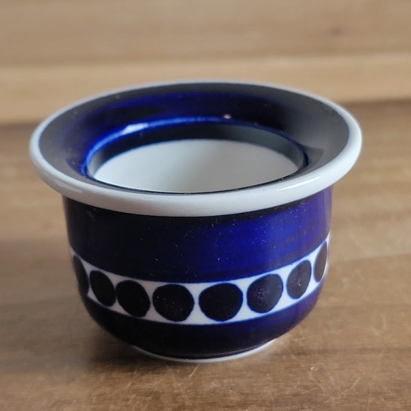 Vintage Designed by Ulla Procopé for Arabia Made in Finland Porcelain Blue and White Egg Cup Mid Century