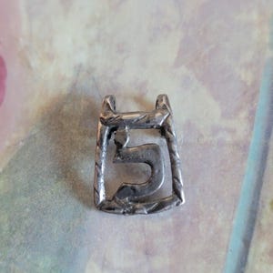 Vintage Hand Made Sterling Silver Pendant Hebrew Letter L Lamed 925