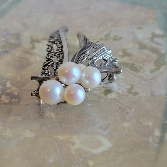 VIntage Signed Mikimoto Sterling Silver and Pearl… - image 4