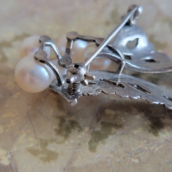 VIntage Signed Mikimoto Sterling Silver and Pearl… - image 8