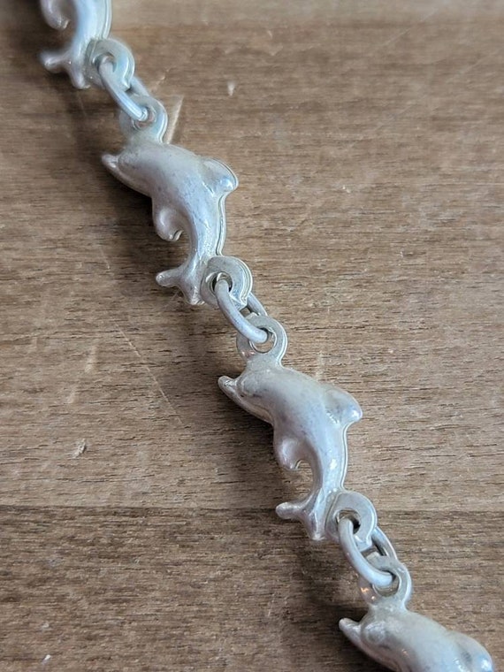 Vintage Sterling Silver Puffed Dolphin Bracelet