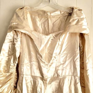 Vintage Wedding Dress Zipper Ivory Satin Silk 1940s As Is