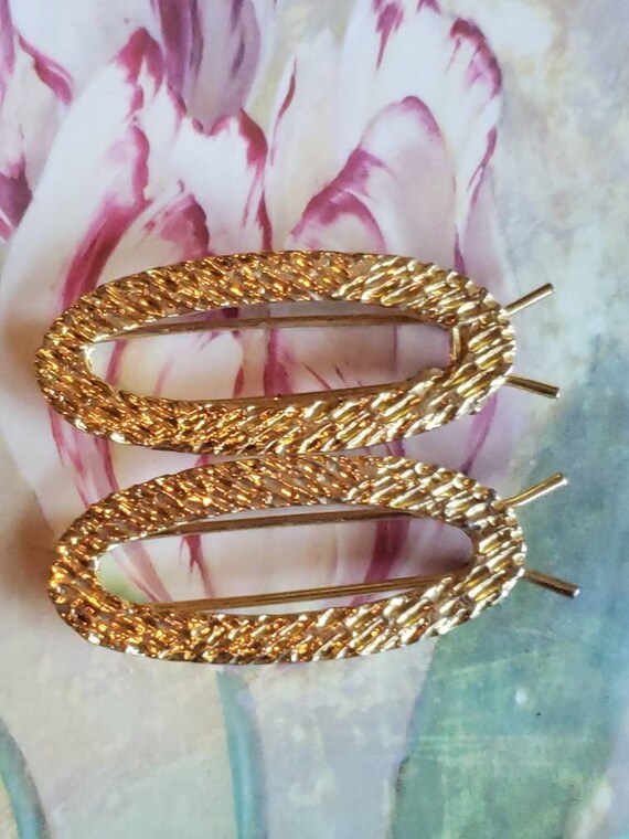 Vintage Gold Metal Oval Barrettes For Children – Cute Hair Clips