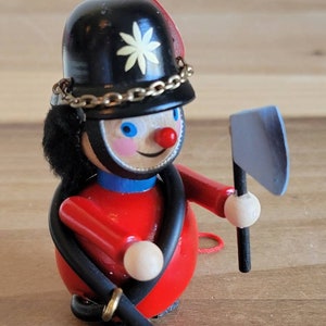 Vintage Steinbach Wooden Fireman Fire Fighter Christmas Ornament Made in Germany Handmade