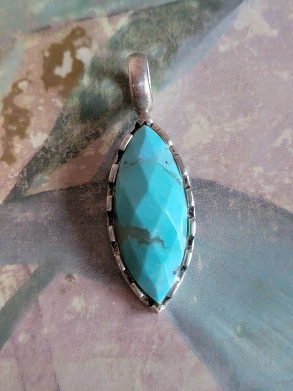 Vintage Sterling Silver and Faceted Turquoise Dia… - image 8