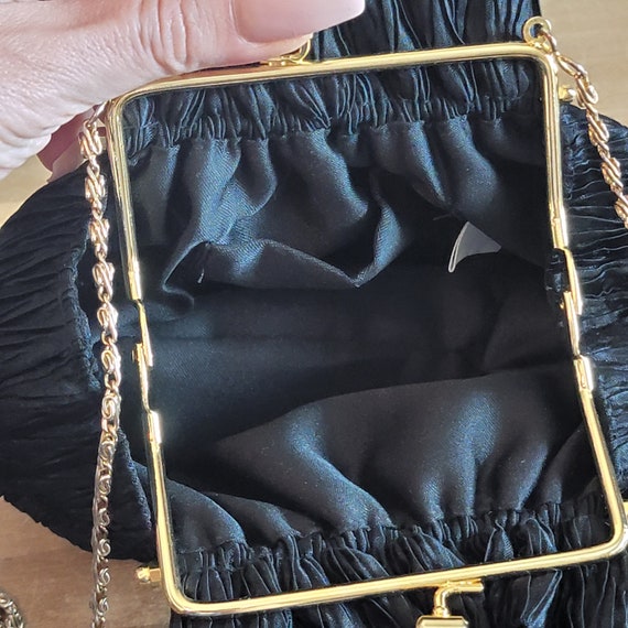 Vintage La Regale Black Textile Evening Bag Kiss … - image 8