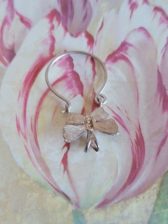 Vintage Sterling Silver Butterfly Pendant With Ch… - image 3