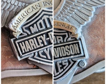 Handmade/hand-stitched Black Leather Belt With Harley Davidson