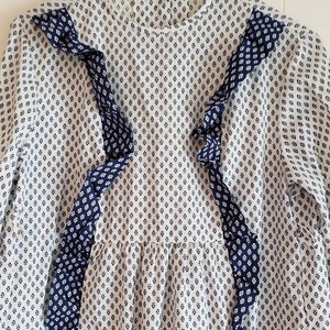 Vintage A Juli Jr. by Slumbertogs Granny Nightgown White with Blue Ruffle Floral Size 11 Union Label Made in the USA