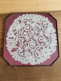 Vintage Table Top Vanity Reflection Dark Mauve and Lace