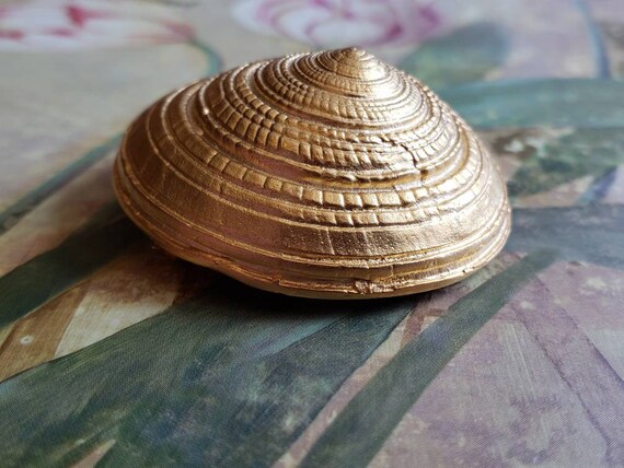 Vintage Gold Tone Metal Brooch Pin Seashell - image 7