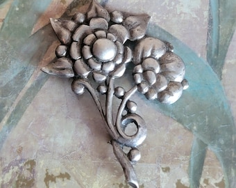Vintage Sterling Silver Flower Pin or Brooch Jewelry Mother's Day