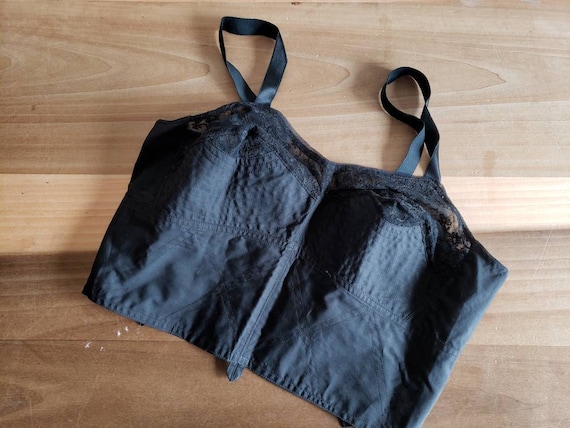 Vintage Ponsesina Black Bra Ladies 1950s Pin Up R… - image 1