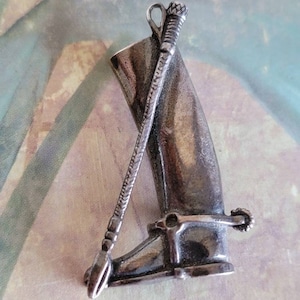 Vintage Sterling Silver Equestrian English Riding Boot Riding Crop Spur Pin or Brooch 925