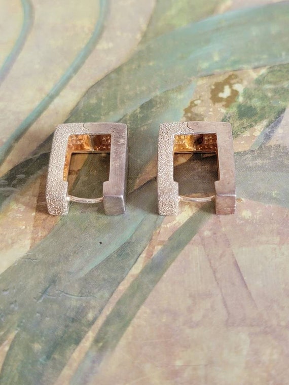Vintage ALF Hinged Textured Rectangular Earrings … - image 4