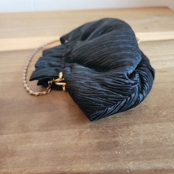 Vintage La Regale Black Textile Evening Bag Kiss … - image 5