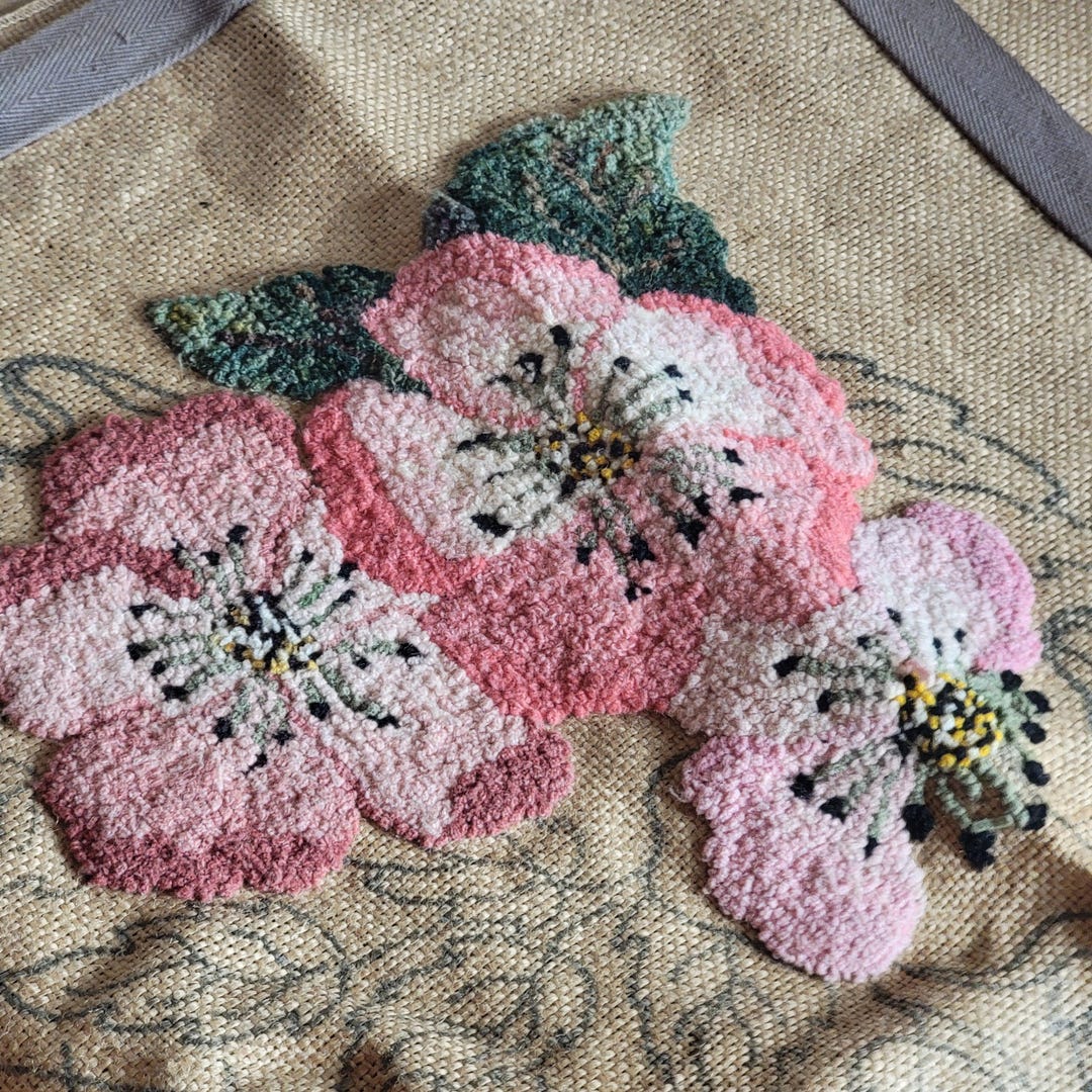 Vintage Wild Rose Hooked Rug Pattern: Pearl K Mcgown Design (32x52 ...