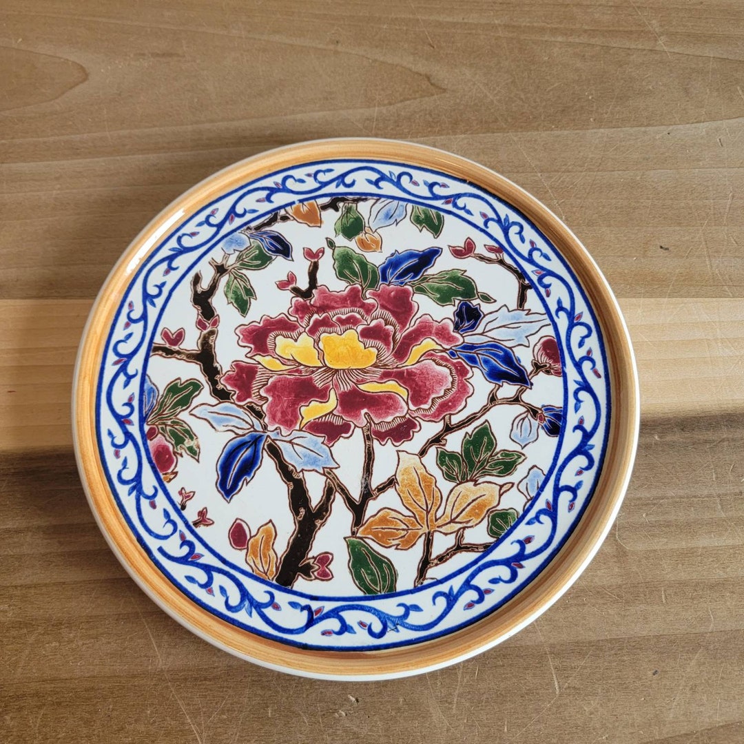 Vintage Gien Floral Peony Pivoines Pattern Trivet Made in France as Is ...