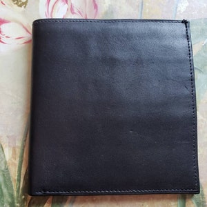 Vintage Dead Stock Never Used Noymer Antique Cowhide Black Leather Bifold Wallet