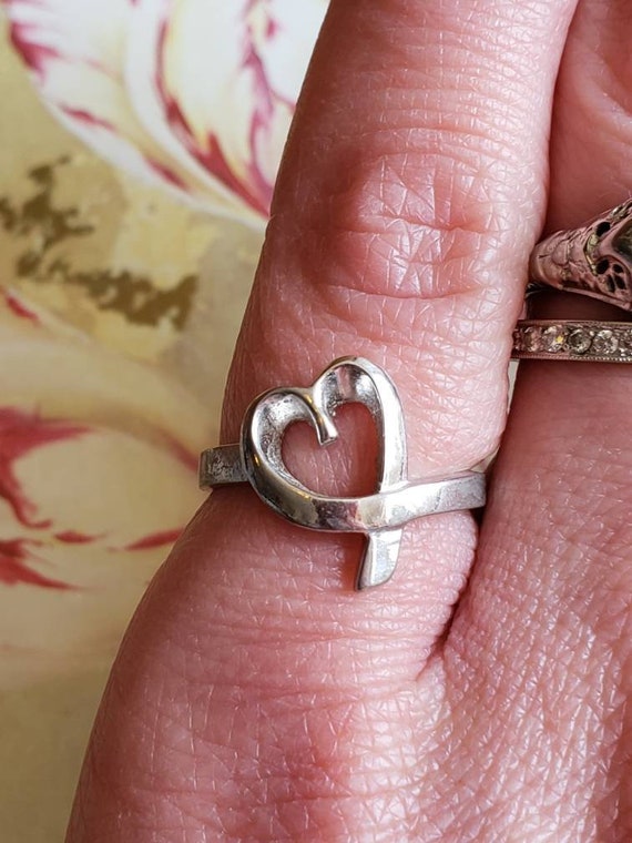 Vintage Sterling Silver Heart Ring 925 Promise Ri… - image 8