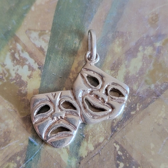 Vintage Sterling Silver Masks of Tragedy and Come… - image 1