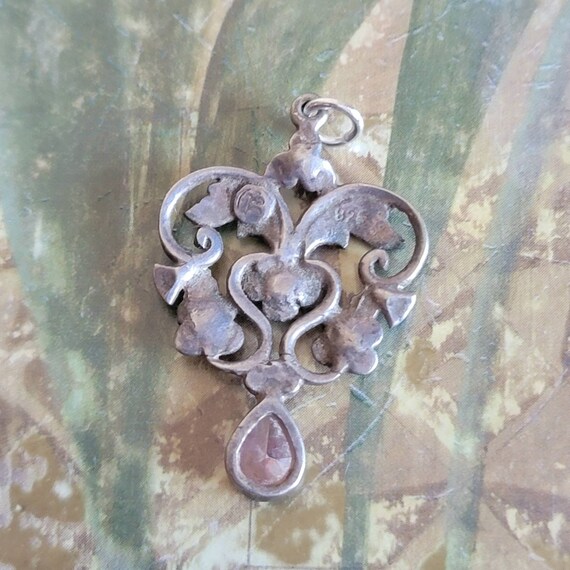 Vintage Sterling Silver Pink Stone and Marcasite … - image 6