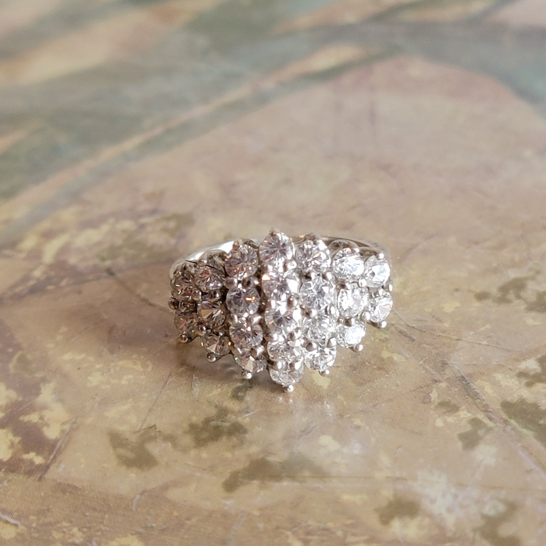Vintage Sterling Silver and Cubic Zirconia CZ Faceted  display picture 1