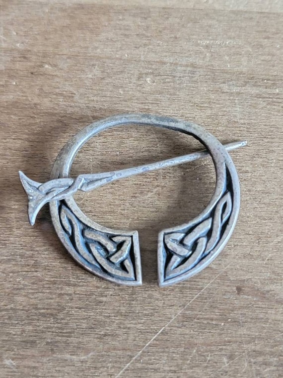 Vintage Sterling Silver Iona Celtic Cloak Pin Scarf Pin Kilt Pin