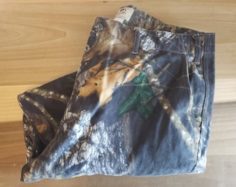 Vintage Mossy Oak Mens Hunting Cargo Pants Size 36 x 34 Camouflage Leaves
