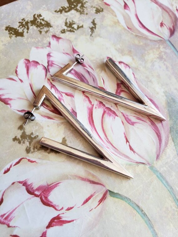 Vintage Sterling Silver Angular Triangular Geomet… - image 3