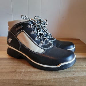 White and Black Timberland Boots - Etsy display picture 1