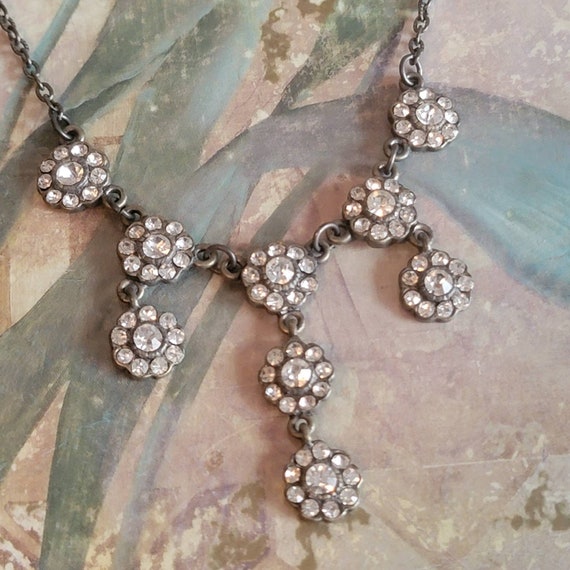 Vintage Clear Rhinestone Necklace Costume Jewelry - image 9