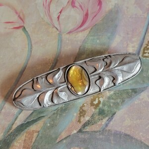 Vintage Seagull Pewter Canada Leaf Brooch or Pin Abalone Shell Center 1990