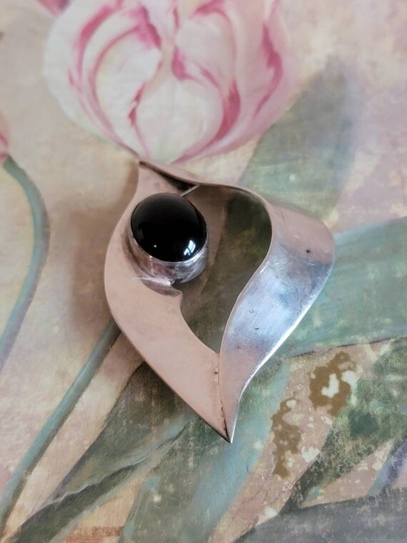 Vintage Signed S. Coates Sterling Silver and Onyx… - image 3