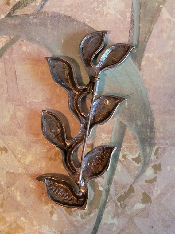 Vintage Yvonne Tindas Leaves on a Branch Brooch o… - image 6