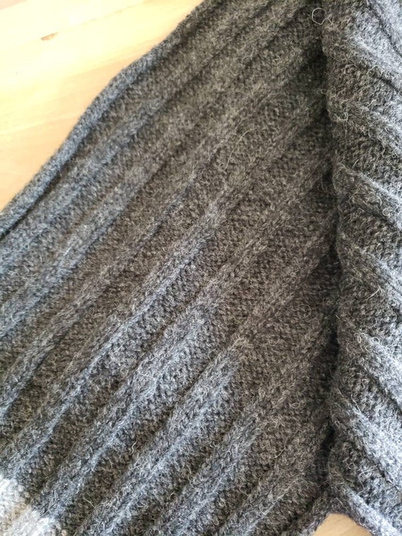 Vintage Coach Scarf 100% Wool Dark Gray Almost Bl… - image 5